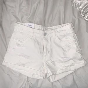 H&M white distressed jean shorts